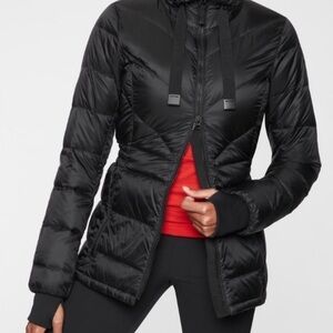 Athleta Banner Peak Down Jacket Full Zip Up Puffer 800 Fill Down Blue XS